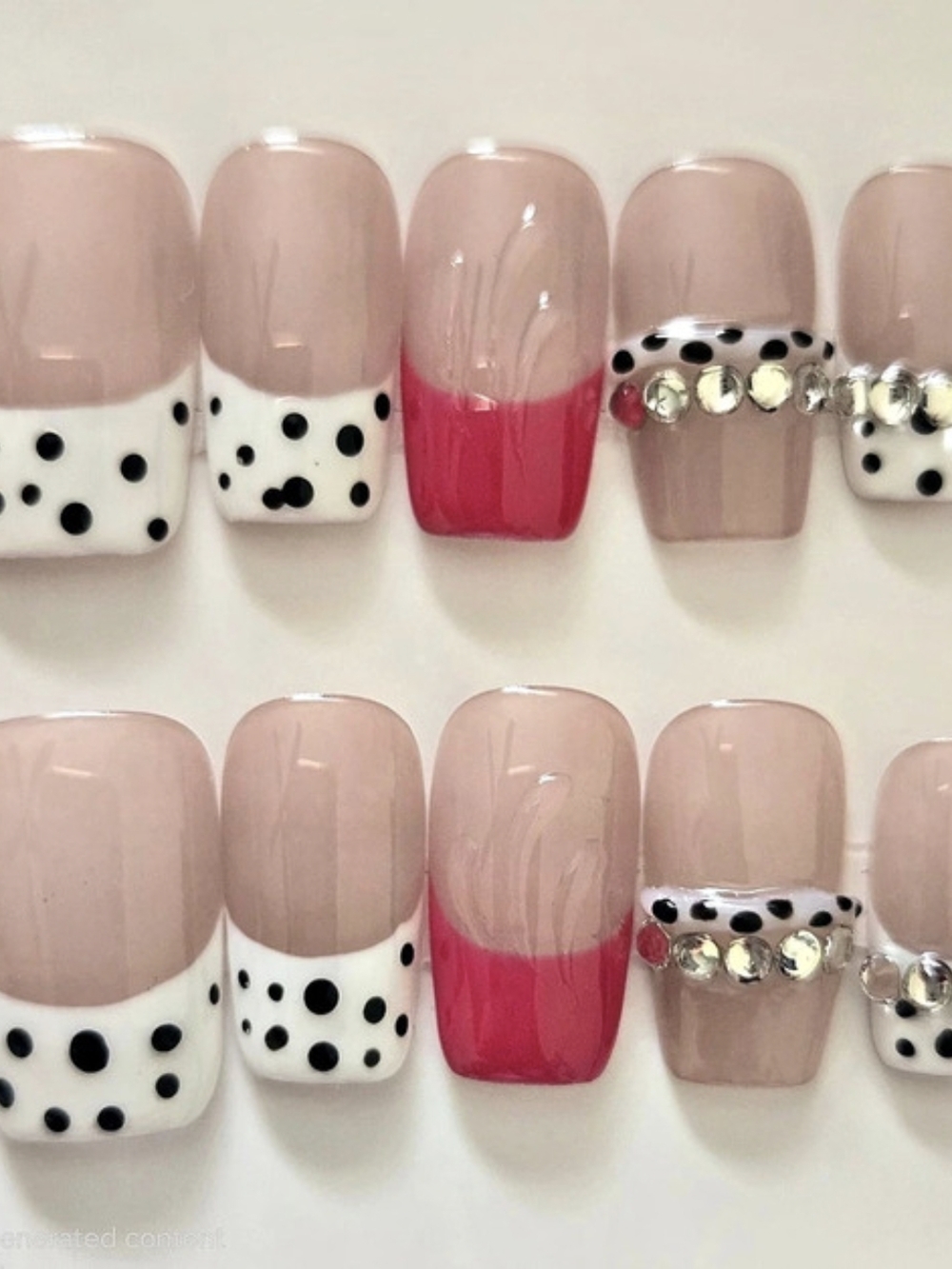 Pink & White Polka Dot Press-On Nails